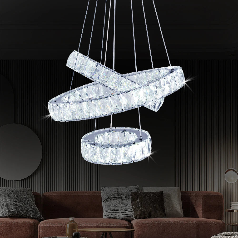 GreeLustr Modern K9 Crystal LED Chandelier Lighting Fixture