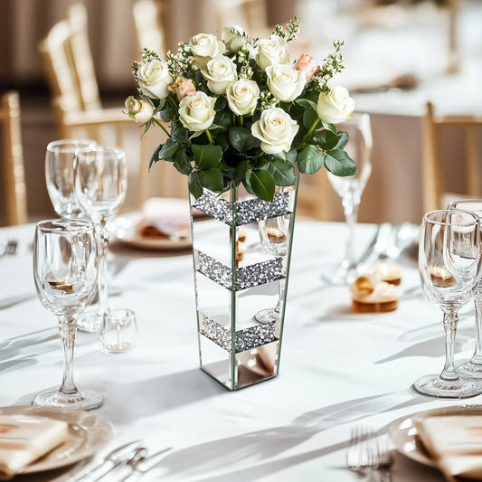 Function Crushed Diamond Mirrored Floor Vase For Pampas Grass Decor