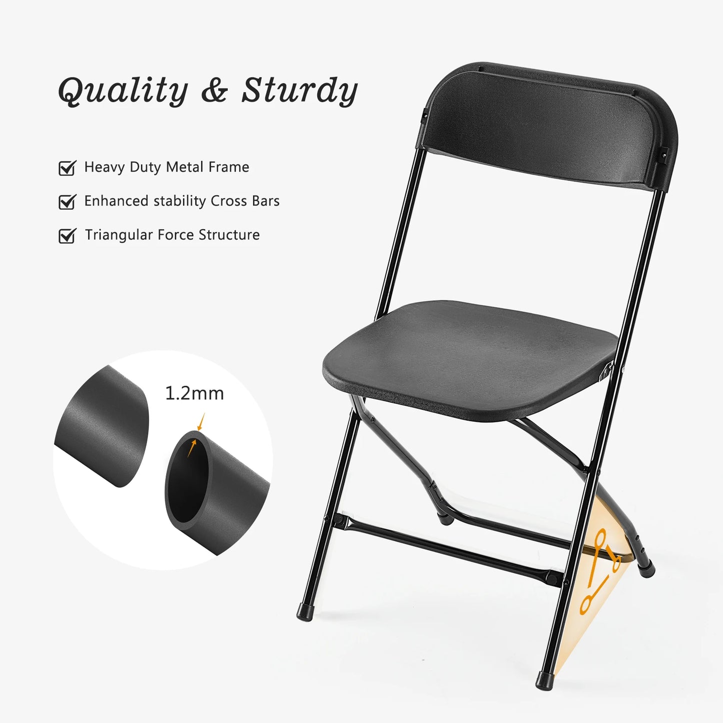 JHK Plastic Folding Chair 4 Pack Lightweight Indoor Outdoor