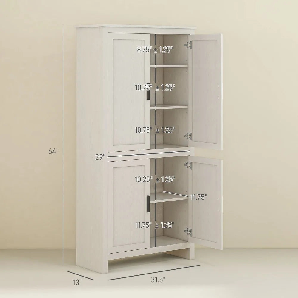 Kitchen Freestanding Pantry Cabinet With Five-Tier Shelves For Home Organization