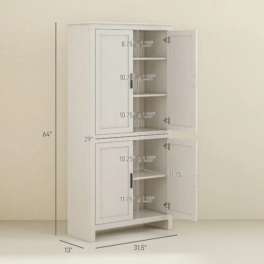 Kitchen Freestanding Pantry Cabinet With Five-Tier Shelves For Home Organization
