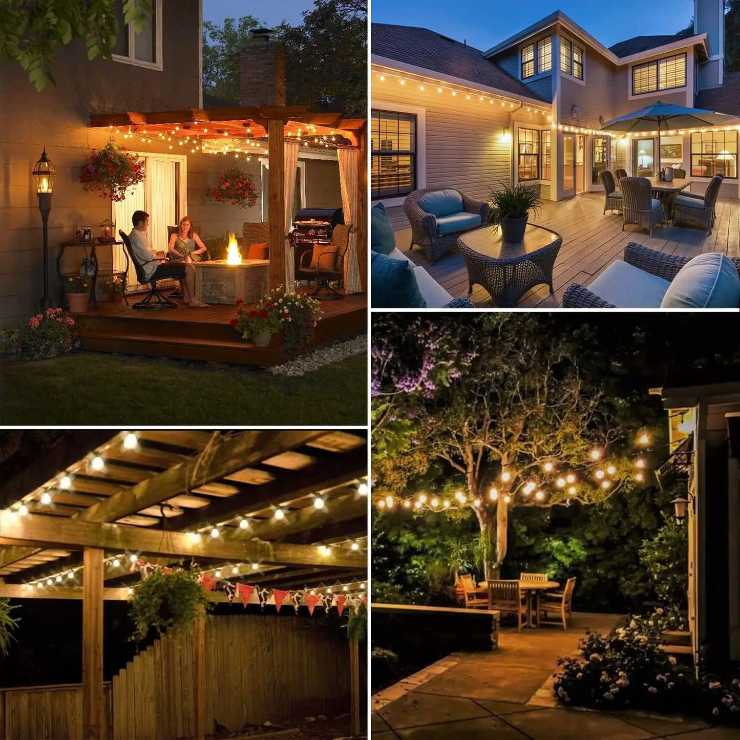 TJOY ST38 Globe LED Outdoor String Lights With 24 Edison Vintage Bulbs Waterproof And Connectable