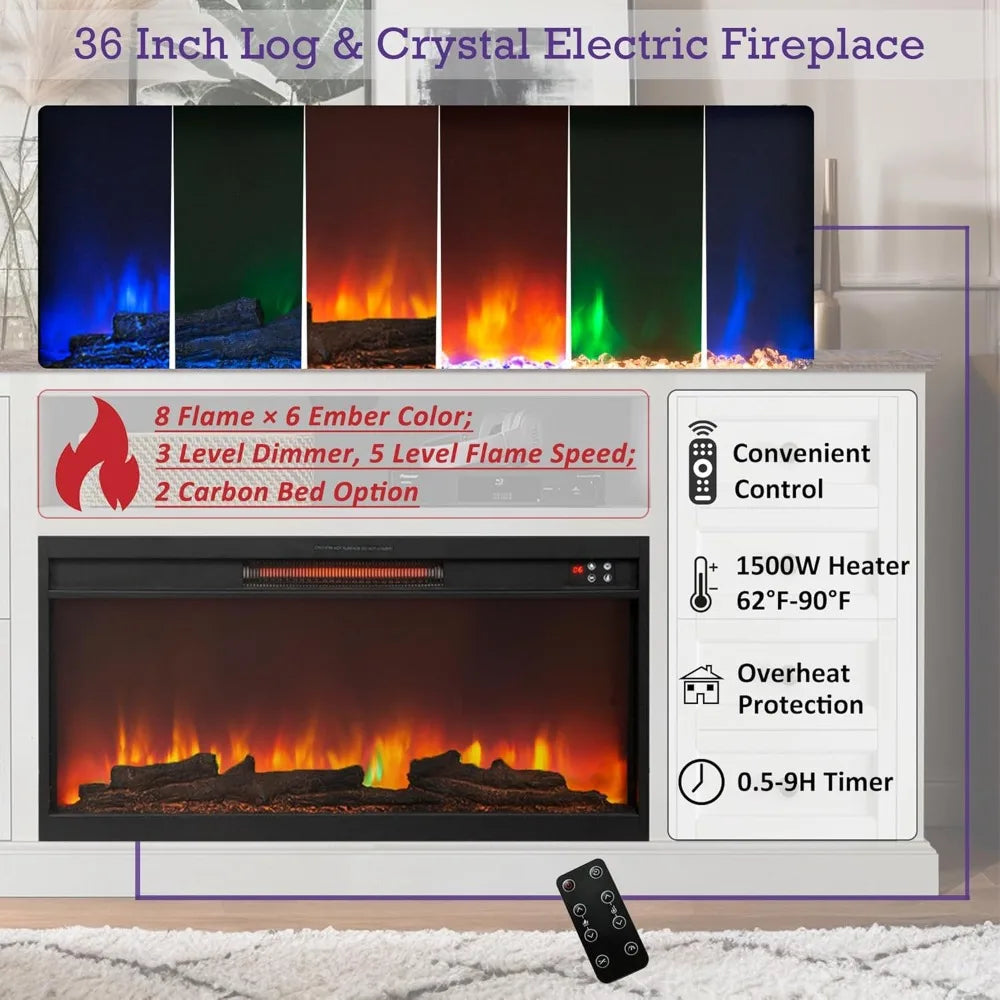 ZHUXIANG Fireplace TV Stand With Electric Fireplace And Drawer Storage Modern Media Console