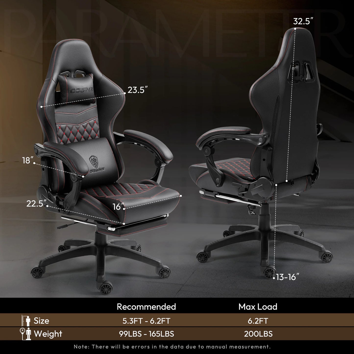 Dowinx Gaming Office Chair with Footrest and Lumbar Support Vintage PU Leather High Back Adjustable Swivel Task Chair