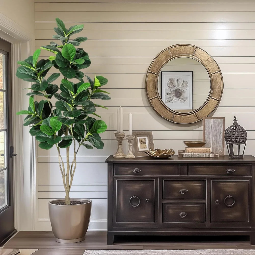 HiMISCN Fiddle Leaf Fig Tree Artificial Plant With Pot