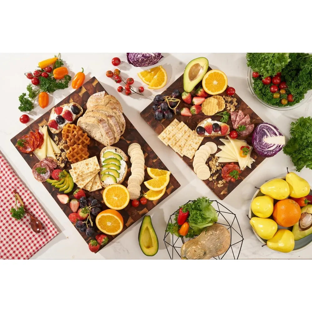 Acacia Wood Cutting Board With Juice Groove And Handles