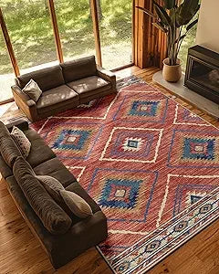 Hign-concerned Area Rug MachineWashableNonSlip UltraSoft LowPilePattern Western Tribal LivingRoom Entryway