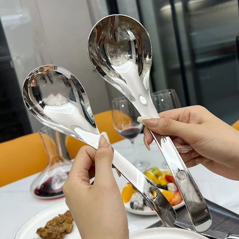 Stainless Steel Round Spoon Net Red Golden Dinner Long Handle Stirring Dessert Spoons For Kitchen Accessories Gadgets