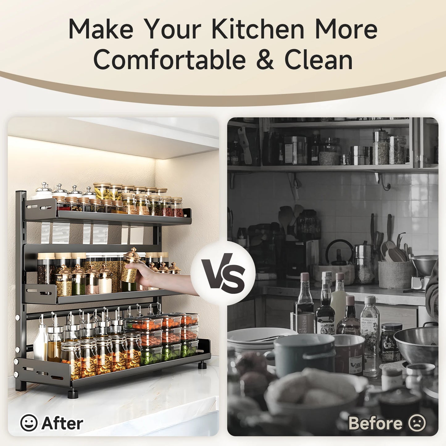 Hign-concerned Multi-Tier Spice Rack Countertop Organizer With Adjustable Shelves