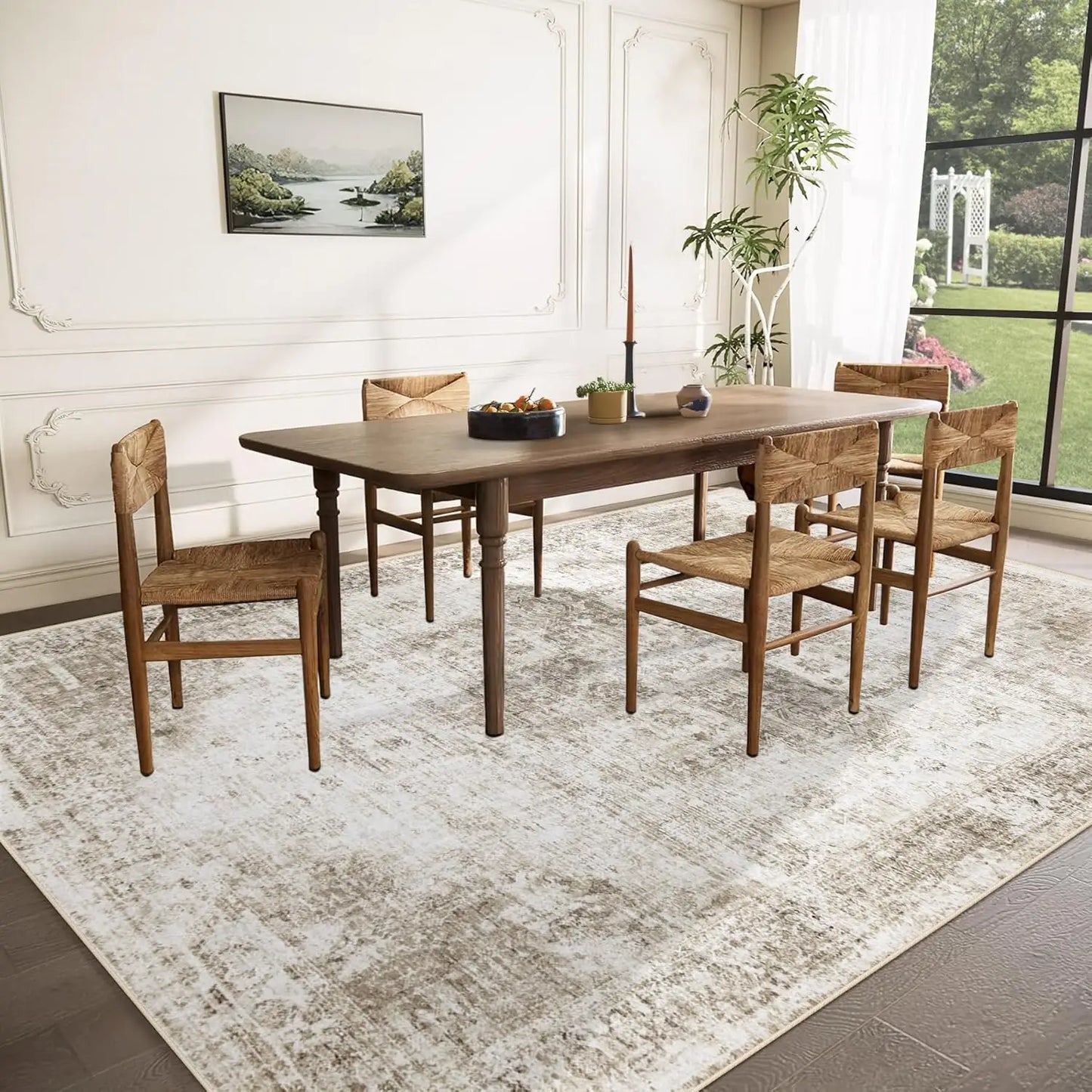 Vintage Boho Medallion Rugs Washable Soft Low-Pile Non-Slip Indoor Carpet