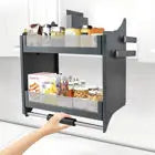 Hign-concerned 2-Tier Drop-Down Pull-Out Kitchen Cabinet Shelf