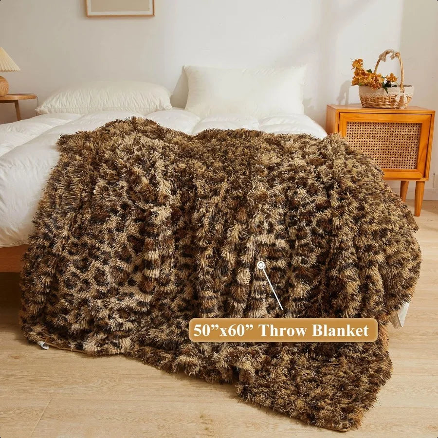 Guangdong Leopard Print Coral Fleece Throw Blanket For Couch Decor