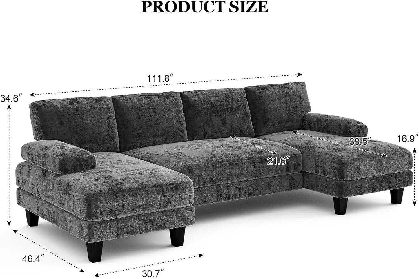 Txtin's U Shaped Sectional Sofa With Double Chaise Living Room
