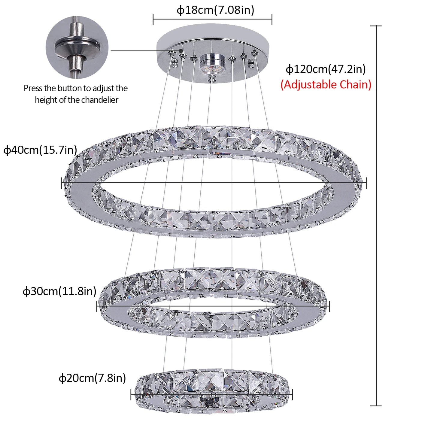 VETRULUS Crystal Chandelier For Hall Living Room LED Ceiling Light