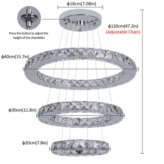 VETRULUS Crystal Chandelier For Hall Living Room LED Ceiling Light