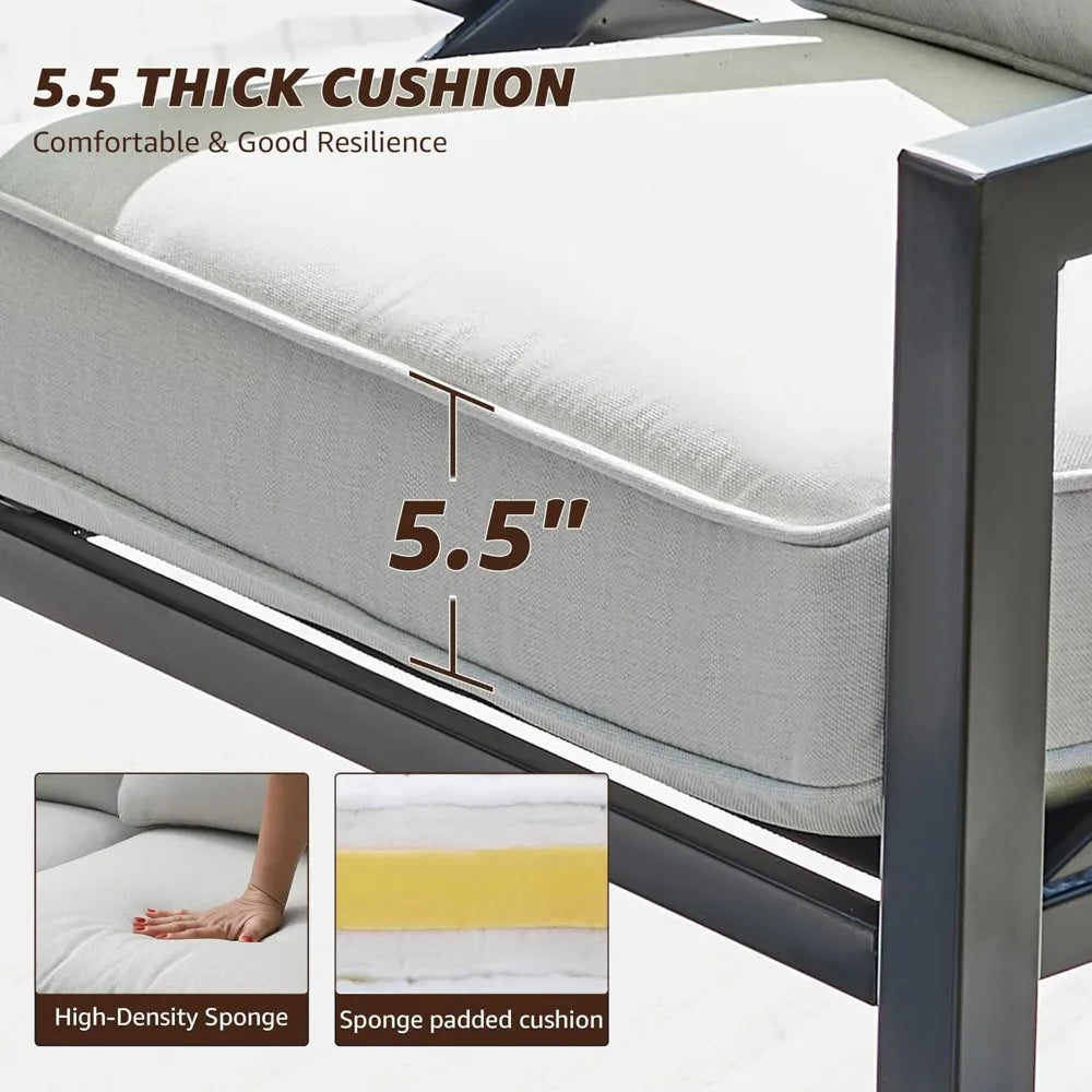 ANGDUO Outdoor 4 Piece Patio Furniture Set Modern Outdoor Sectional Metal Sofa All Weather