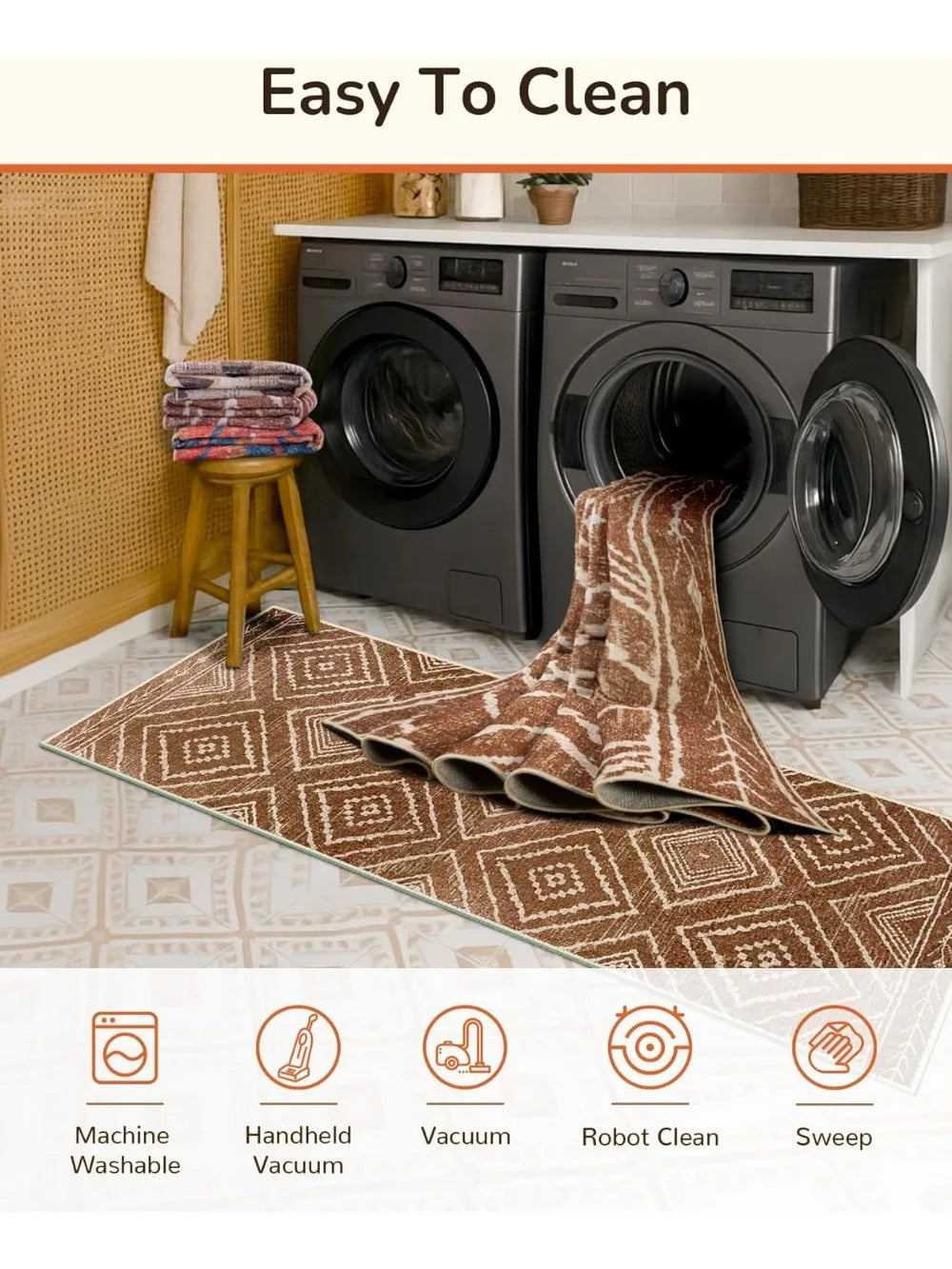 Hign-concerned Area Rug MachineWashableNonSlip UltraSoft LowPilePattern Western Tribal LivingRoom Entryway