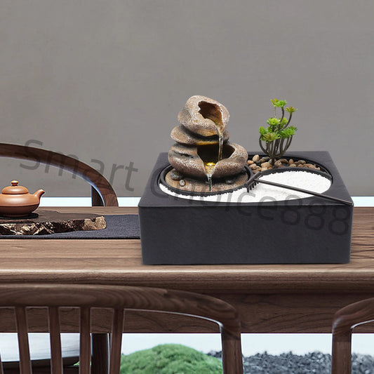 Hign-concerned Indoor Relaxation Desktop Fountain Waterfall With Rockery Sand Garden