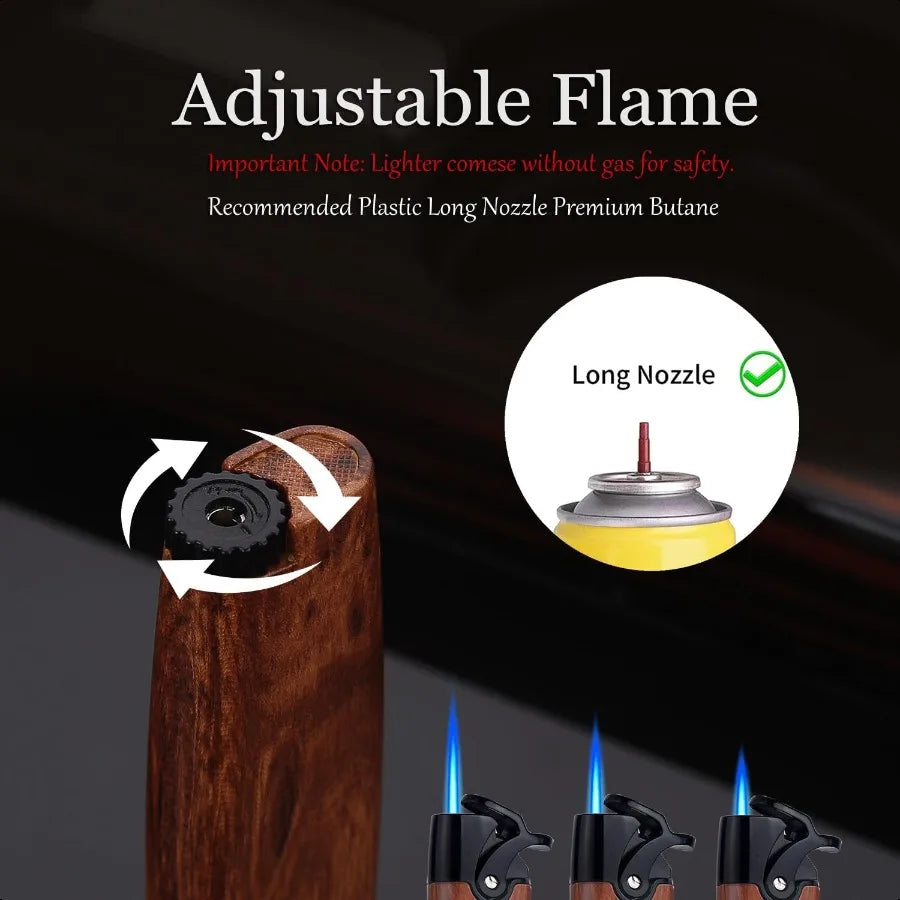 Butane Torch Lighters Pocket Lighter Adjustable and Refillable Gas Lighter for Candle Kitchen Fireplace Fireworks Without Gas B