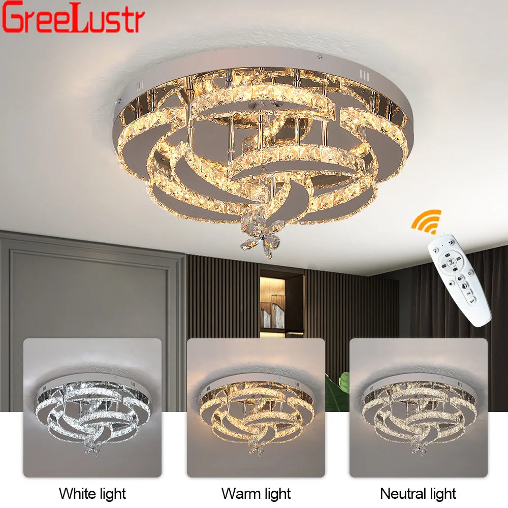 GreeLustr Flower LED Crystal Ceiling Chandelier Lighting Fixture
