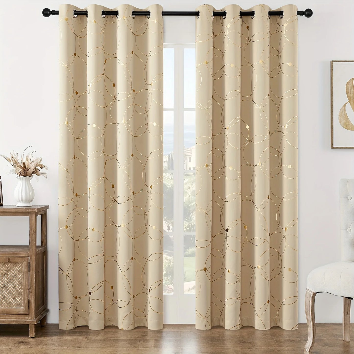 Zhejiang Craft Of Weaving Wave Circle Blackout Curtains Living Room