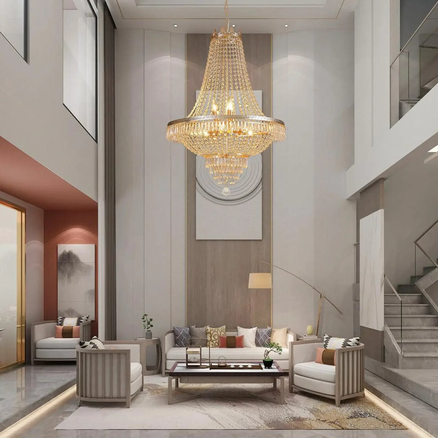 Crystal Chandelier Pendant Light For Entryway And Bedroom