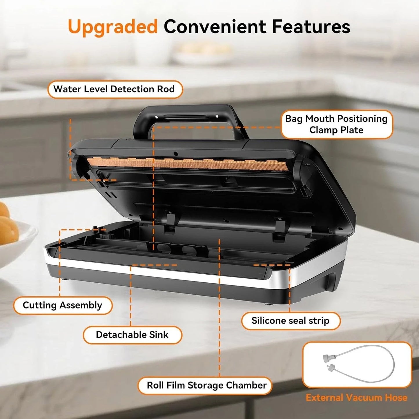 Vacuum Sealer Machine Double Pump Automatic Plastic Sealing Dry Wet Dual-Use Sealer Food Freshness Preservation Machine 85Kpa