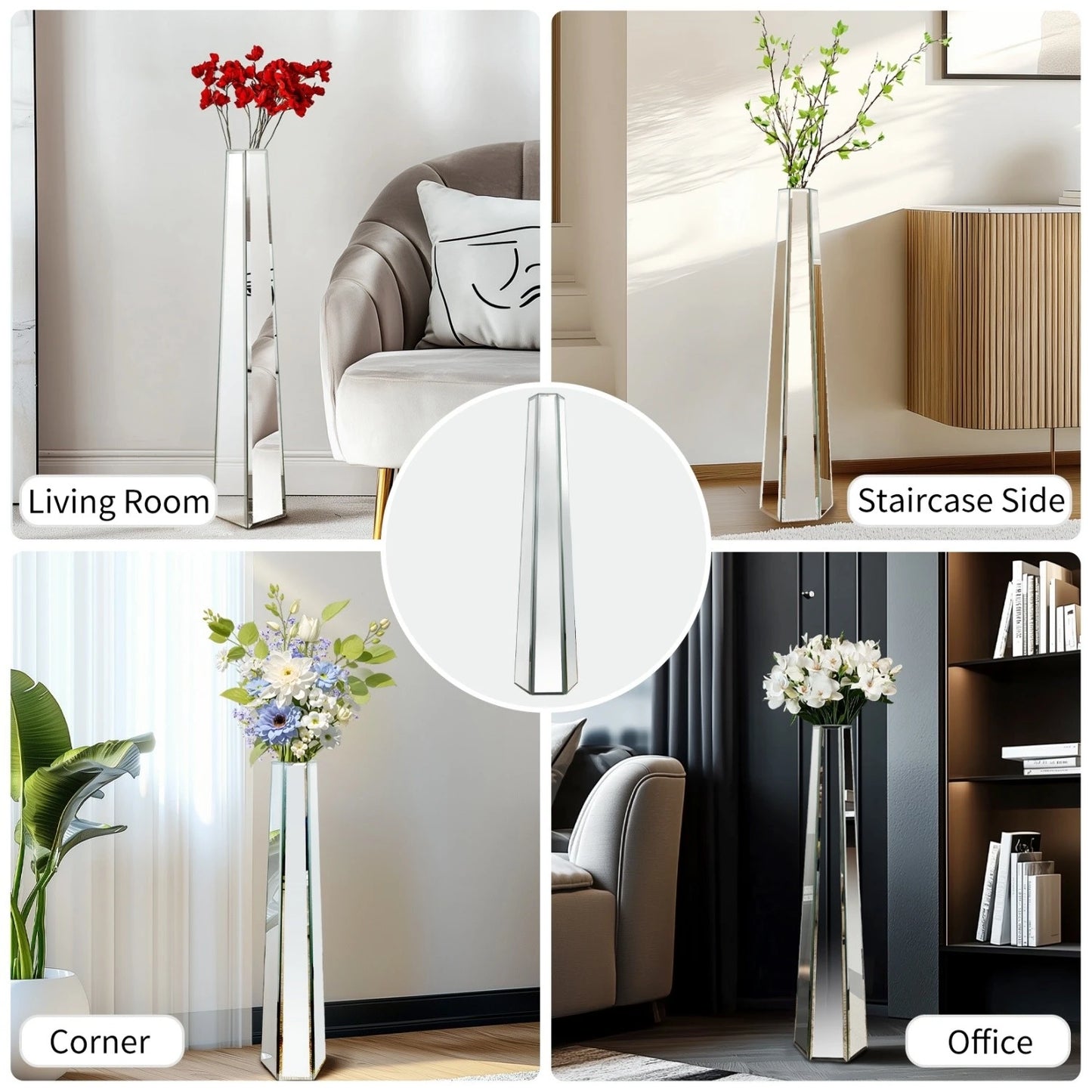 Function Mirrored Floor Vase For Modern Home Decor