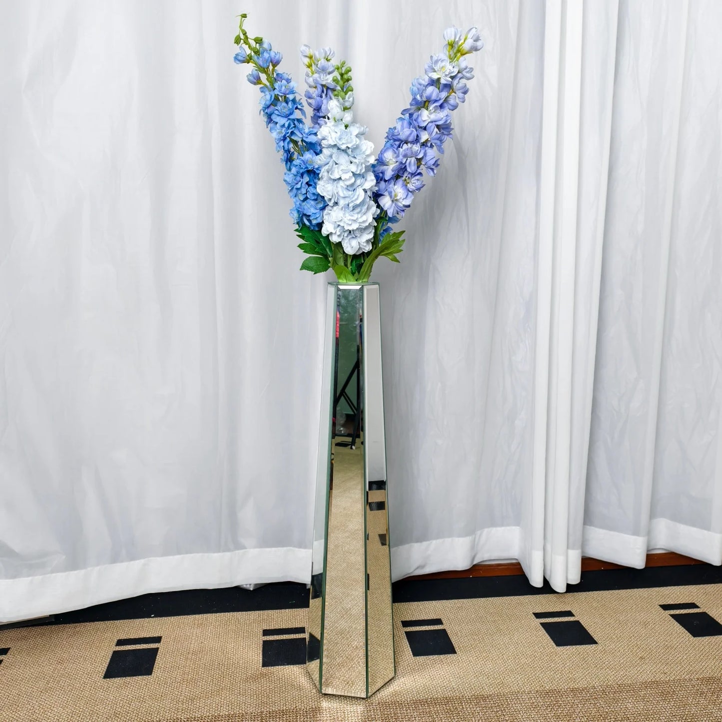 Function Crushed Diamond Mirrored Floor Vase For Pampas Grass Decor