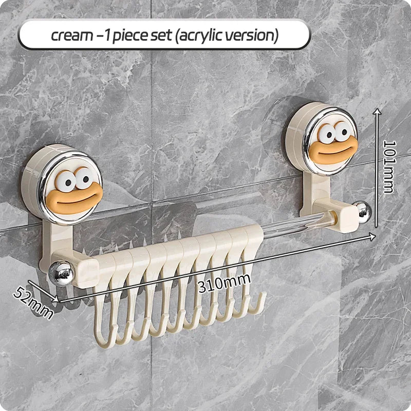 Big Red House Wall-Mounted Non-Perforated Towel-Bar Bathroom Storage-Rack Organizer