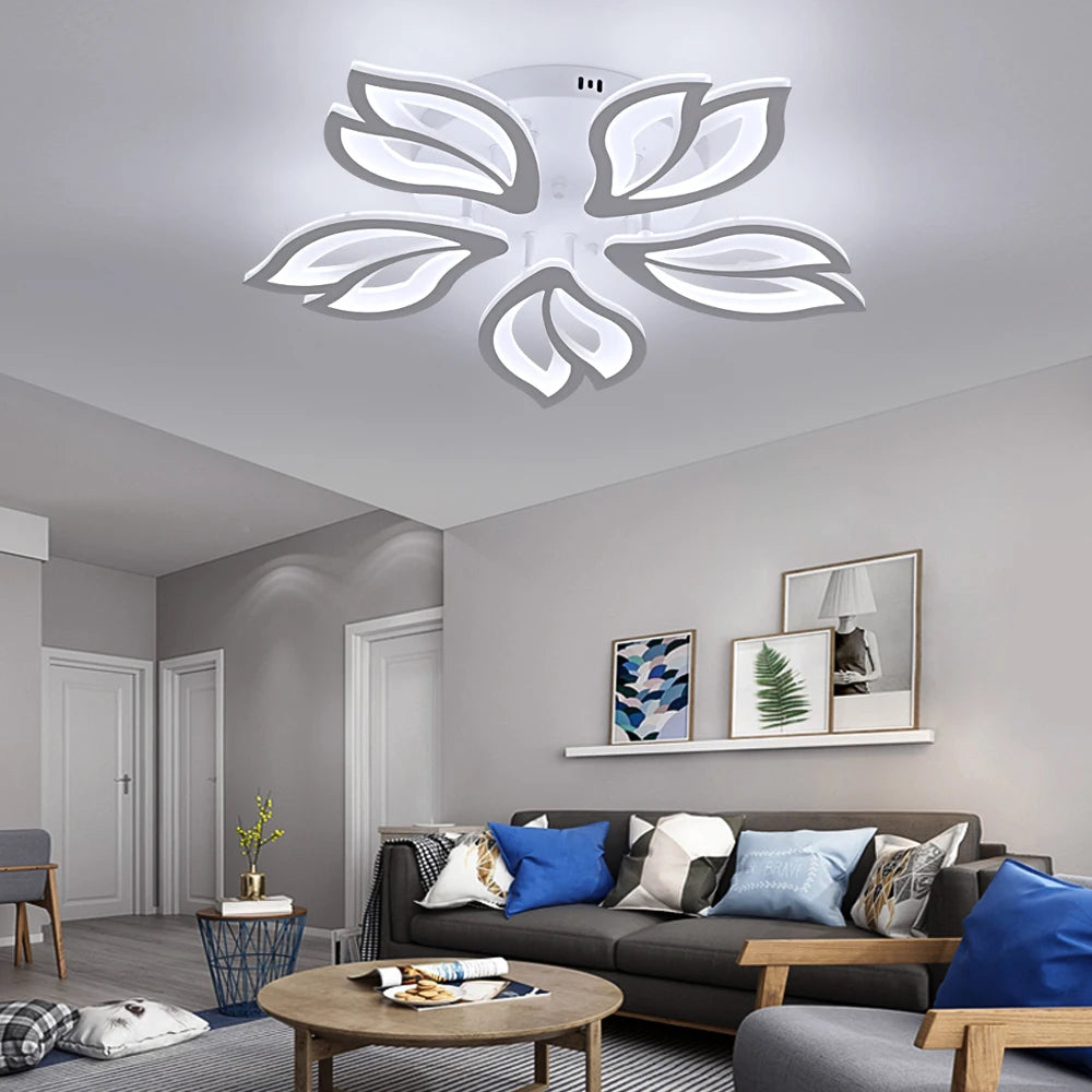 Modern Led Chandelier Light Acrylic Ceiling Lamp Living Dining Room Luminair Minimalis Indoor Hotel Flower Decor Pendant Fixture