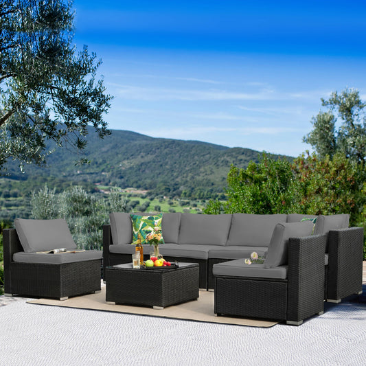 Naga Bahna Outdoor Patio Sectional Sofa Set With Cushions