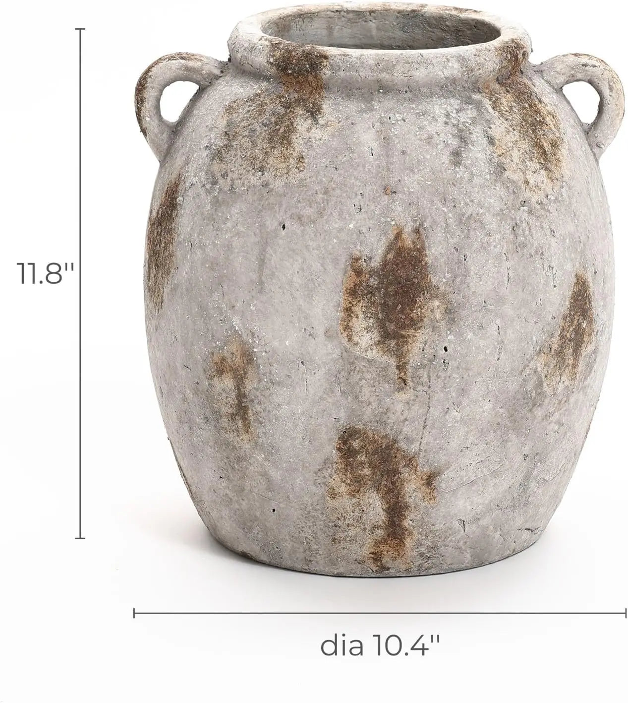 High-concerned Ceramic Flower Vase With Decorative Handles Terracotta Living Room