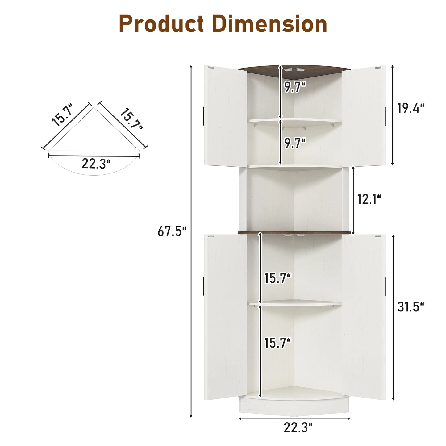 QiaoShiRenHign Farmhouse Bathroom Storage Tall Cabinet With Barn Doors And Adjustable Shelf