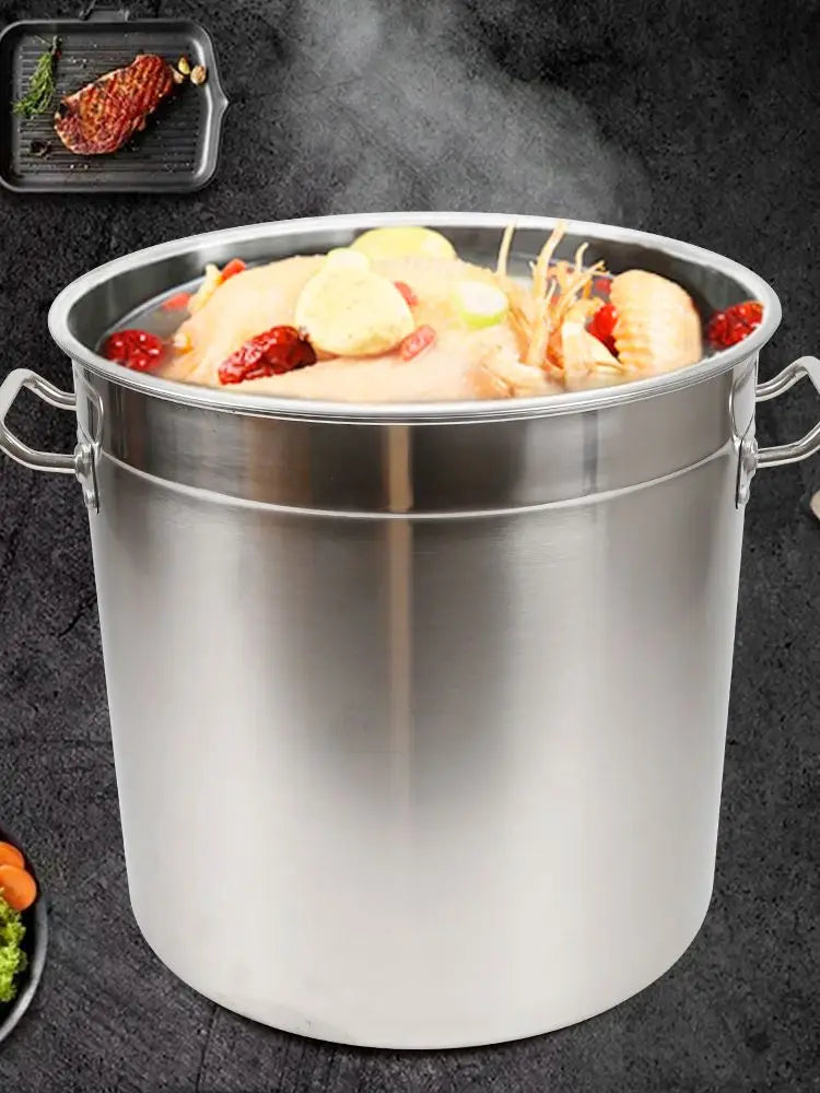 Large Capacity Soup Pot Barrel 35L Stock Pot With Lid Stainless Steel Kitchen Soup Big Cooking Restaurant