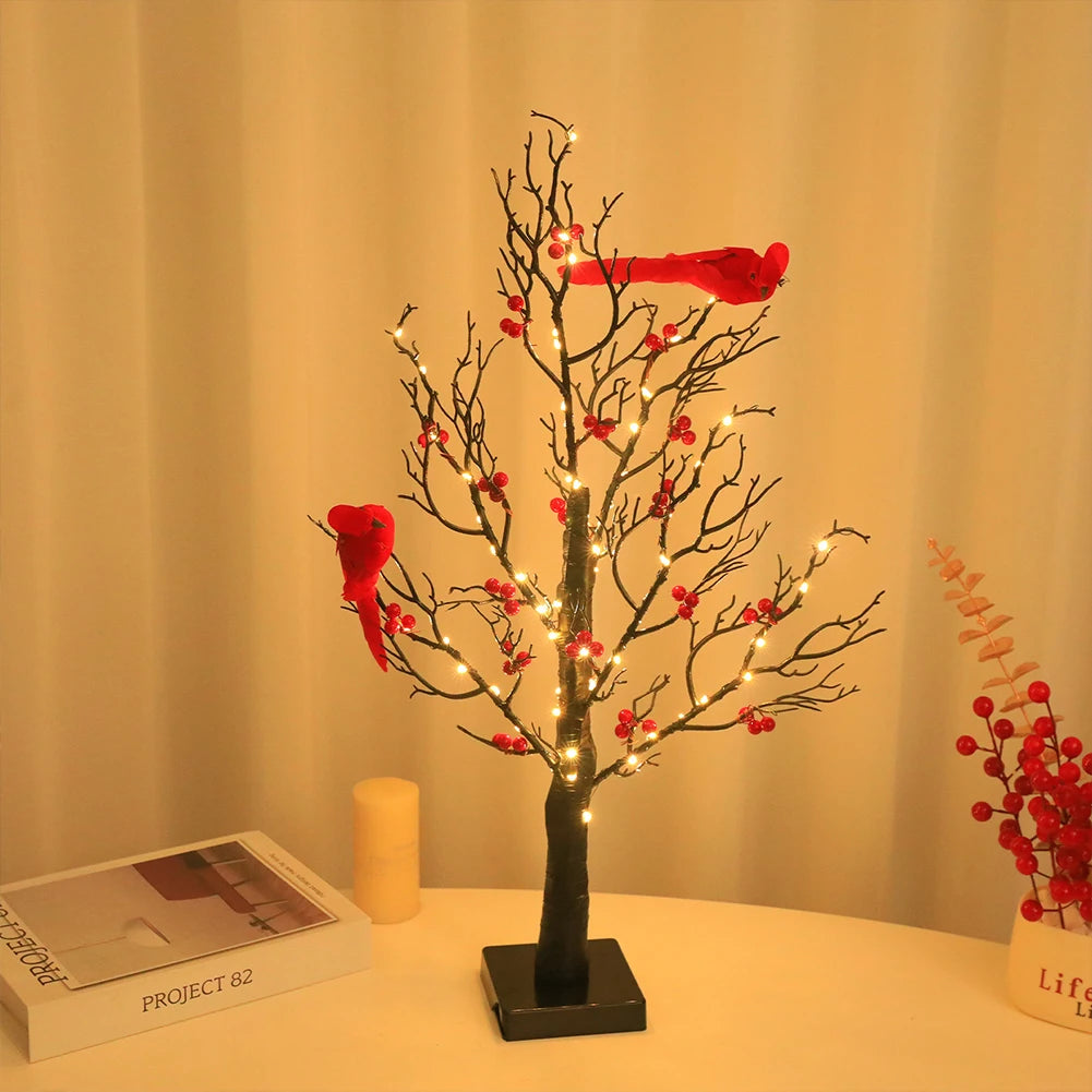 Hign-concerned Mini Tree Light Led Fairy Light With Bird Berries Battery Operated For Bedroom Living Room