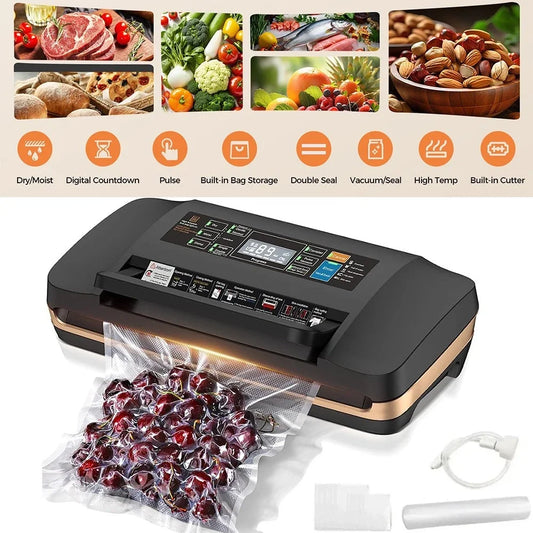 Vacuum Sealer Machine Double Pump Automatic Plastic Sealing Dry Wet Dual-Use Sealer Food Freshness Preservation Machine 85Kpa