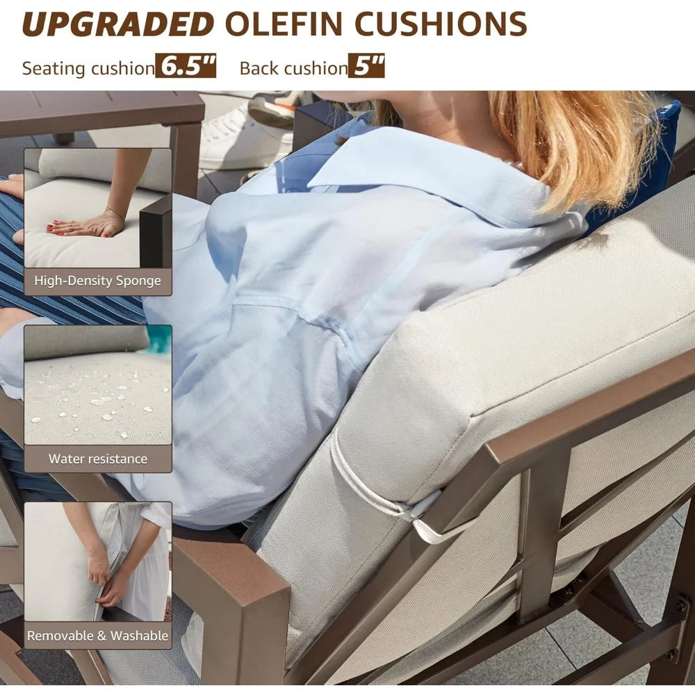 ANGDUO Outdoor Patio Furniture Set with Rocking Chairs