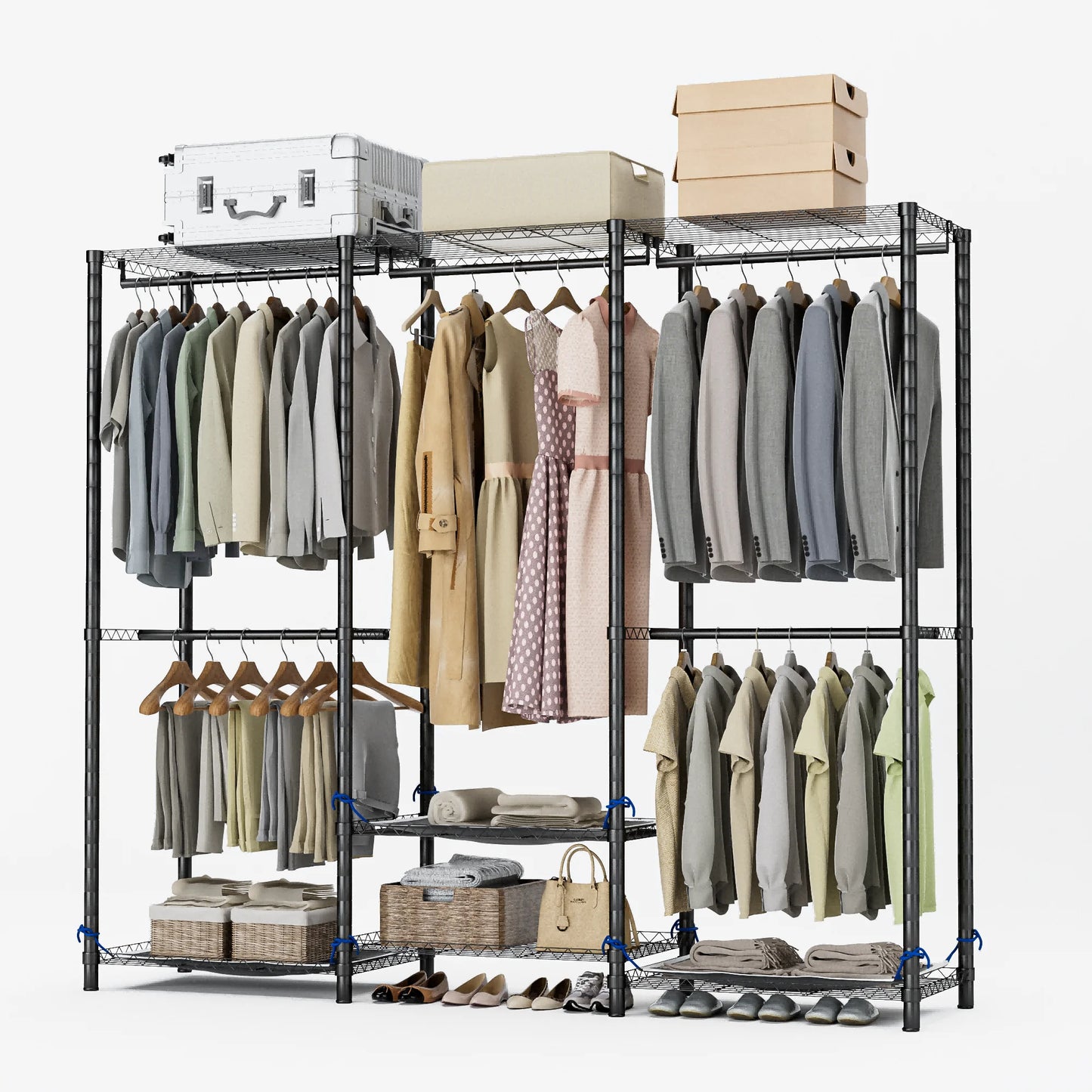 Folded Heavy Duty Clothes Rack Storage Organizer WardrobeStorage Freestanding 960