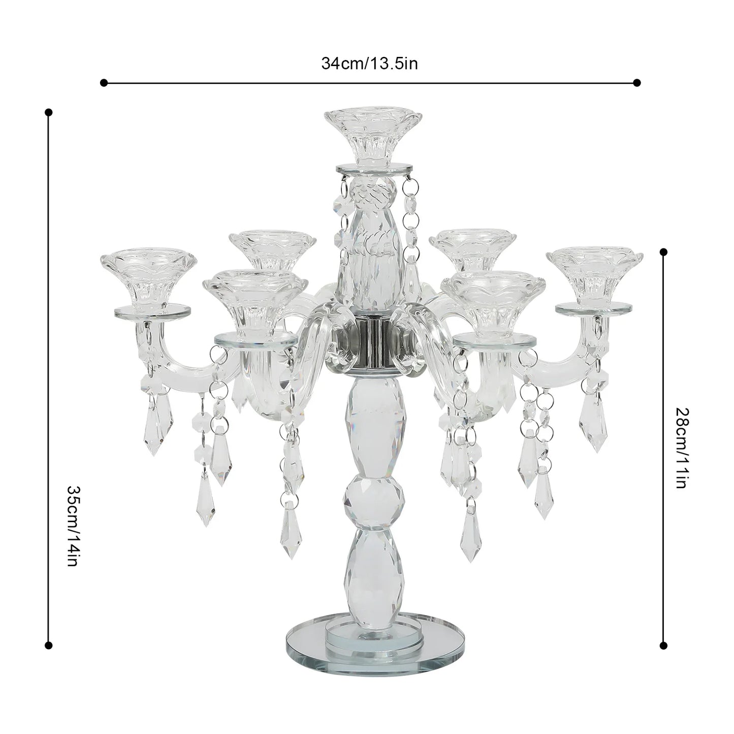 Bymaocar 7 Arms Crystal Candelabra Wedding Centerpiece Candle Holder