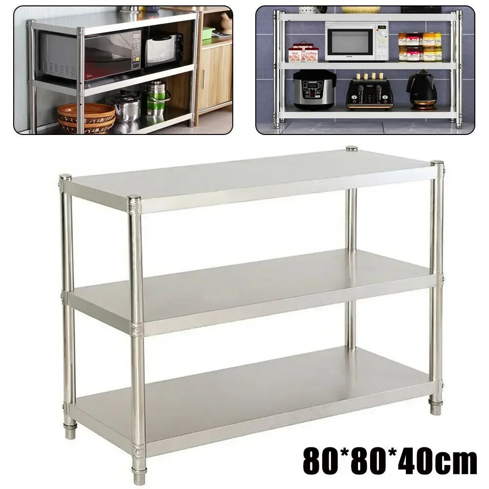 Column 3-Tier Adjustable Stainless Steel Kitchen Shelf Stand