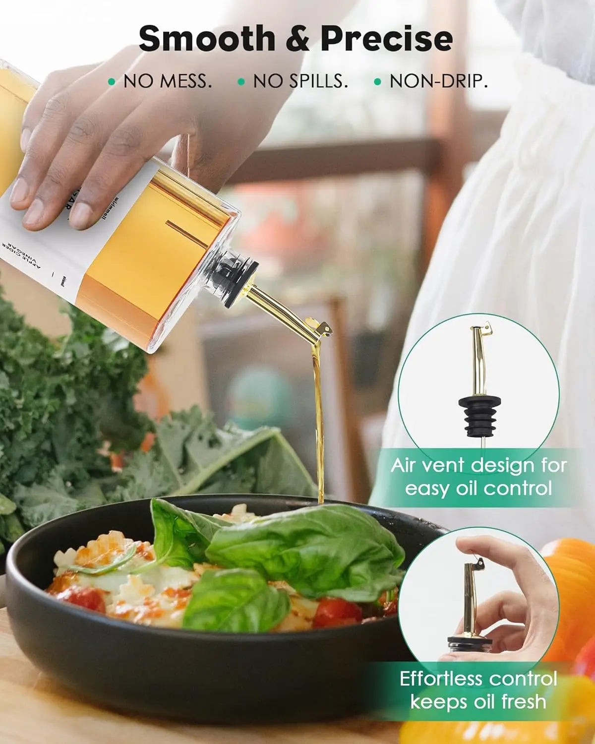 Feature Olive Oil Dispenser Glass Bottle For Kitchen Eco Friendly Easy Pouring Premium