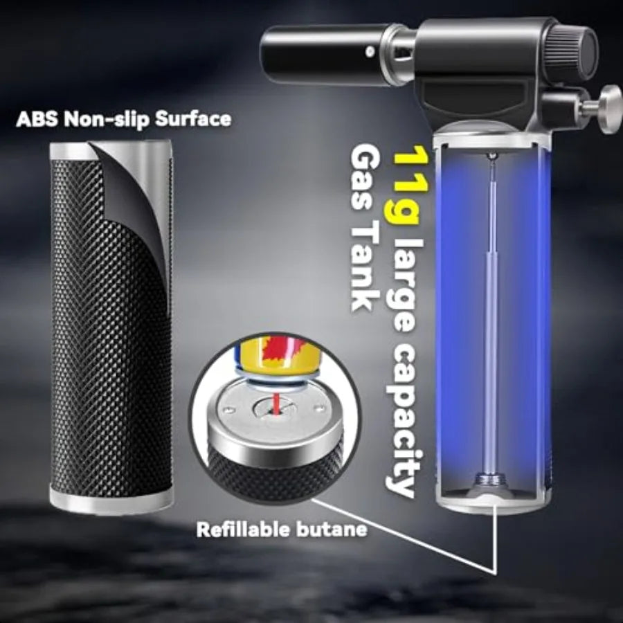 Butane Torch Refillable Kitchen Torch Lighter Jet Flame Cooking Torch Creme Brulee Torch Blow Torch Mini Soldering Torch for We