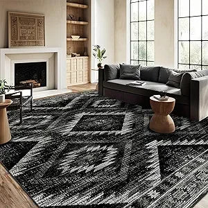 Hign-concerned Area Rug MachineWashableNonSlip UltraSoft LowPilePattern Western Tribal LivingRoom Entryway