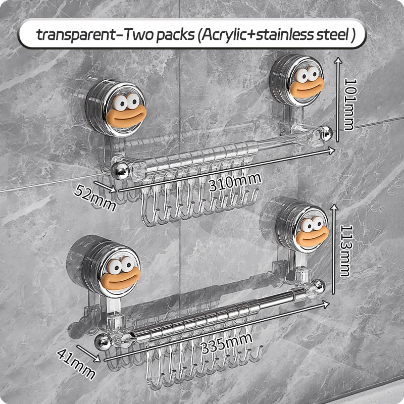 Big Red House Wall-Mounted Non-Perforated Towel-Bar Bathroom Storage-Rack Organizer