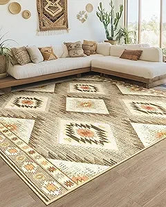 Hign-concerned Area Rug MachineWashableNonSlip UltraSoft LowPilePattern Western Tribal LivingRoom Entryway