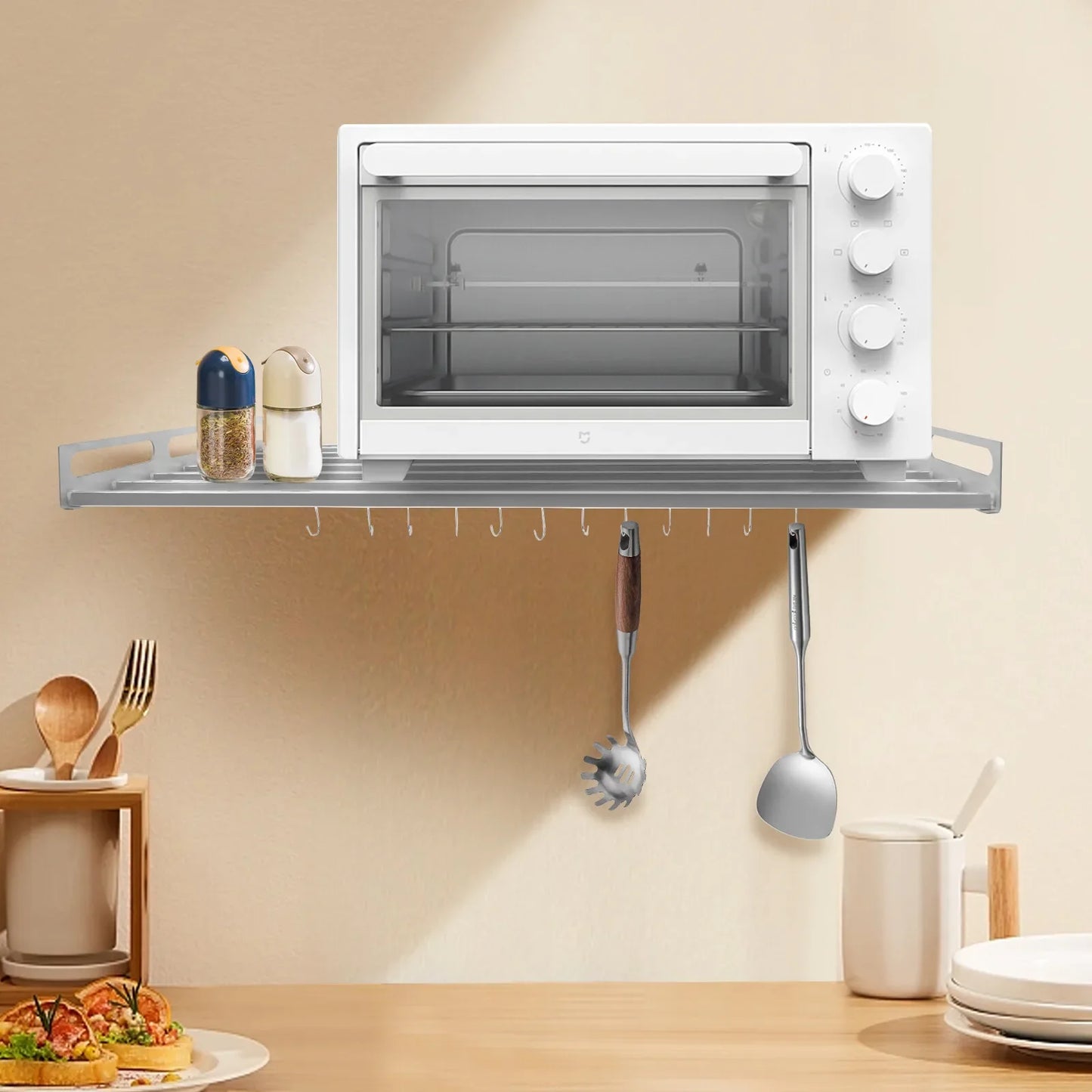 Hign-concerned Stainless Steel Wall Mount Microwave Rack Space Saving
