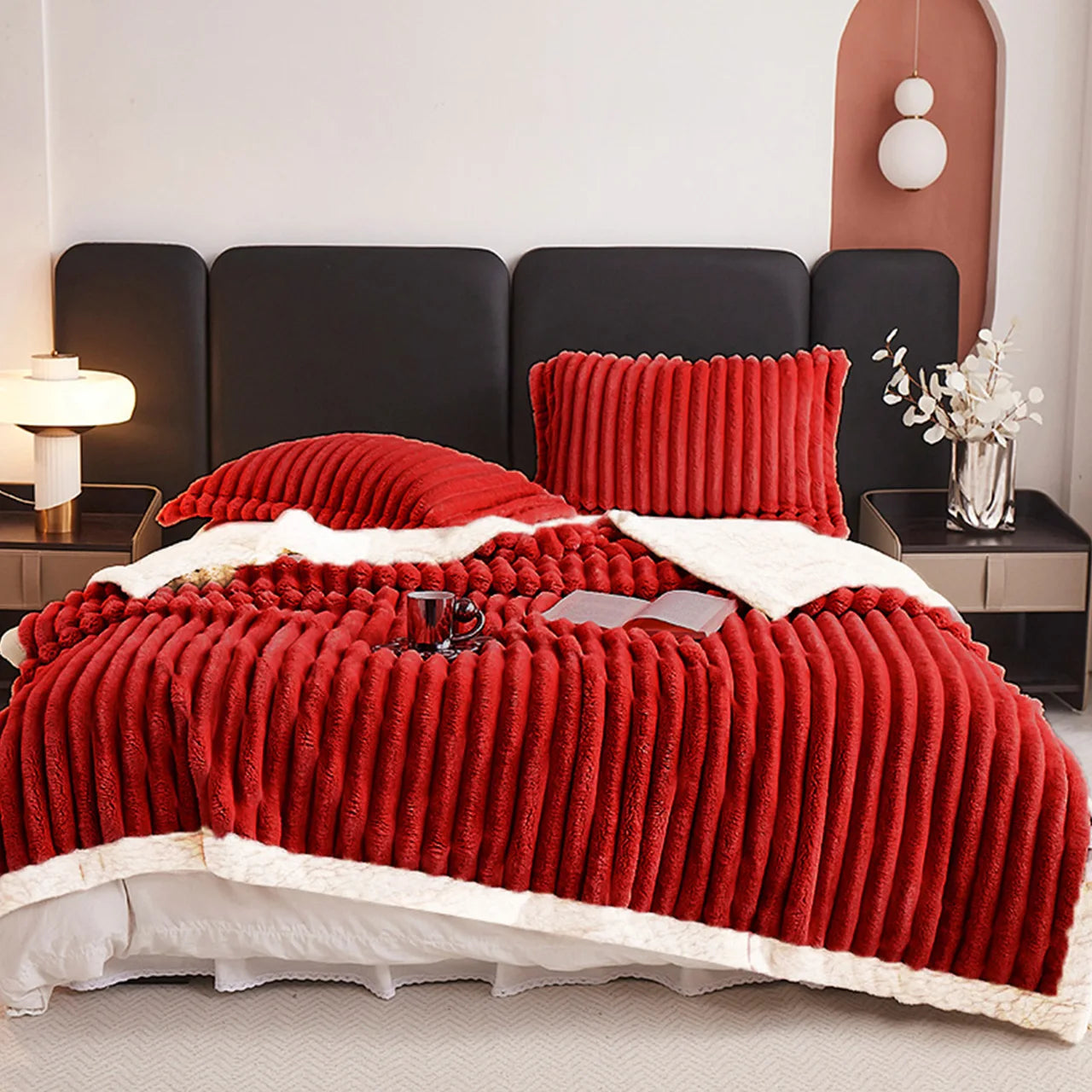 ROSEKINDCN Weighted Fleece Blanket With Sherpa for Cozy Warmth