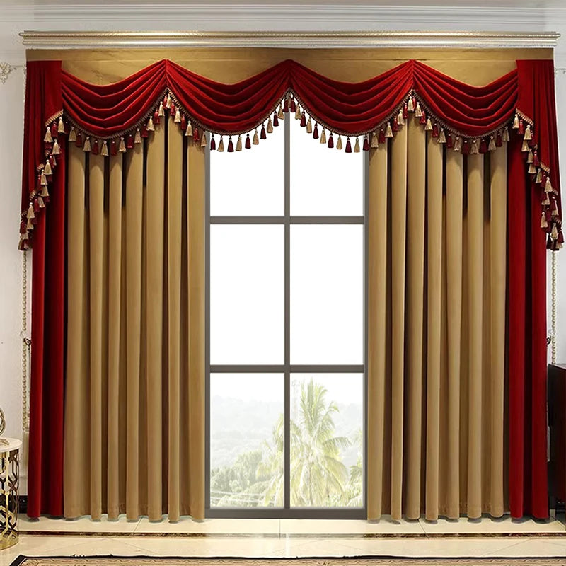 CN Zhejiang Luxury Flannelette Curtains Tatting High Shading Living Room