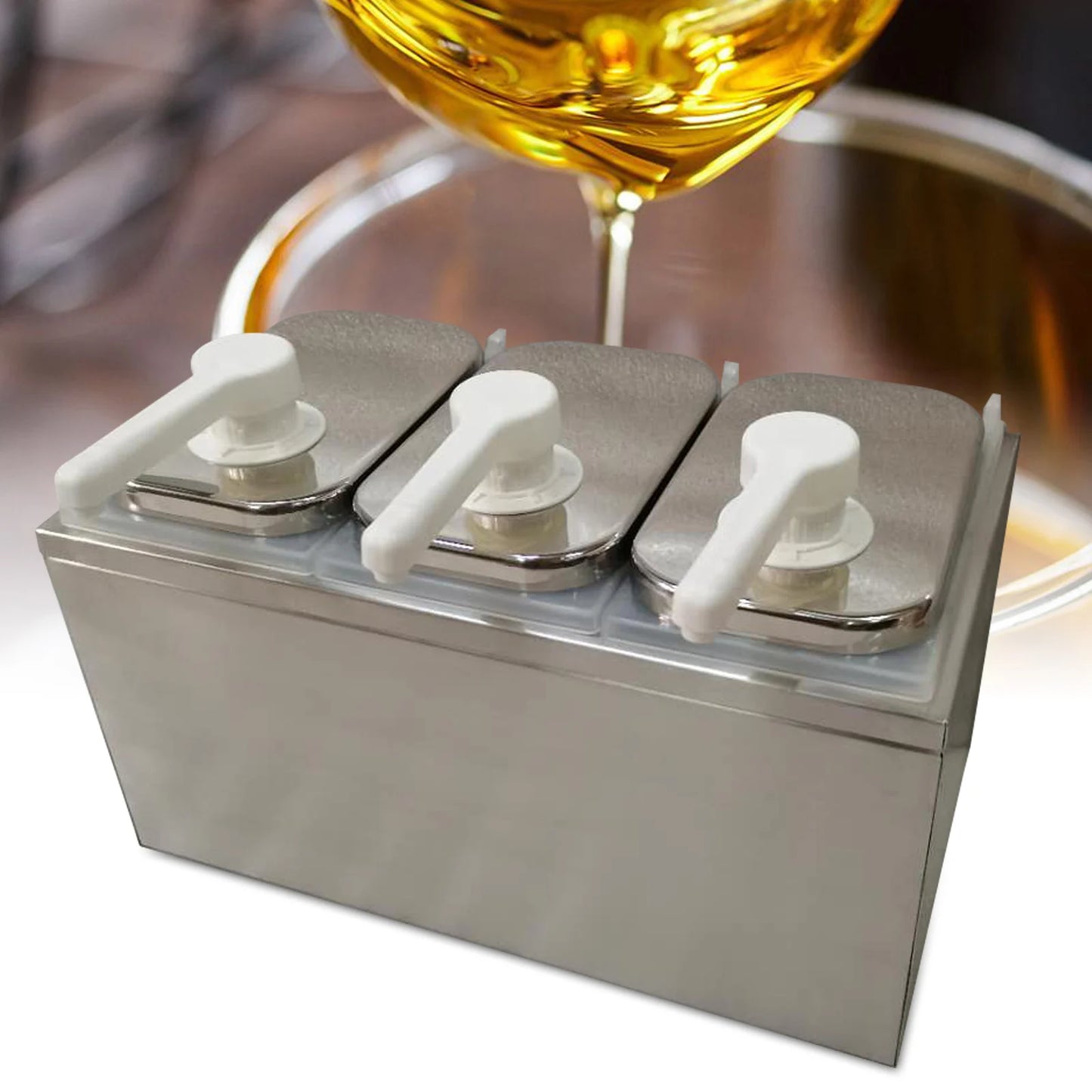 1/2/3/4 Bucket Sauce Squeeze Dispenser Pump Condiment Pump Station Stainless Steel for Salad Jam Seasoning USA